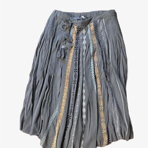 Free People Gray Gold Bubble Midi Skirt Resort